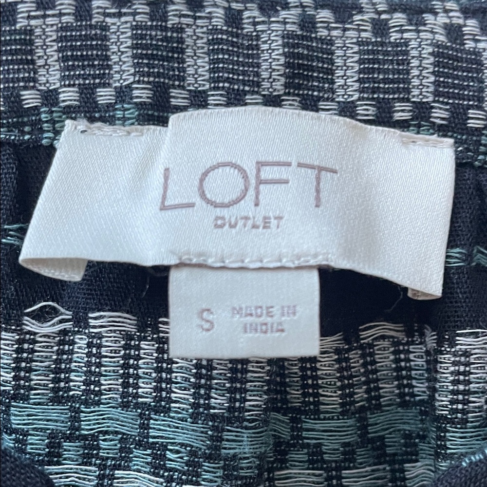 LOFT Black and White Patterned Midi Dress - Picture 2 of 13